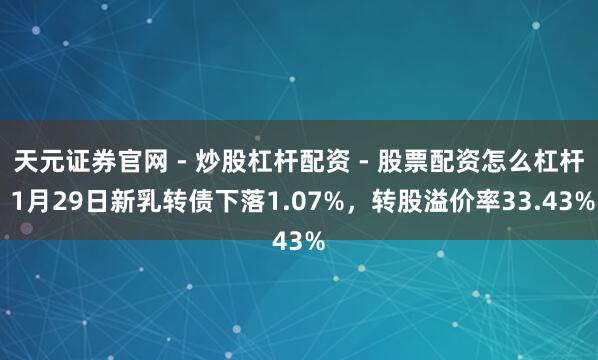天元证券官网 - 炒股杠杆配资 - 股票配资怎么杠杆 1月29日新乳转债下落1.07%，转股溢价率33.43%