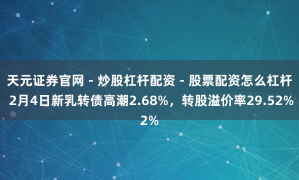 天元证券官网 - 炒股杠杆配资 - 股票配资怎么杠杆 2月4日新乳转债高潮2.68%，转股溢价率29.52%