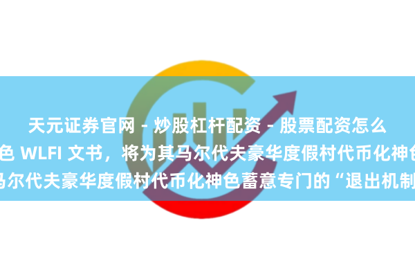 天元证券官网 - 炒股杠杆配资 - 股票配资怎么杠杆 特朗普家眷加密神色 WLFI 文书，将为其马尔代夫豪华度假村代币化神色蓄意专门的“退出机制”