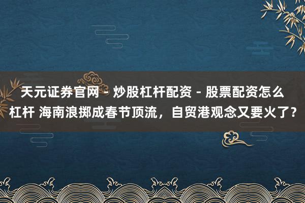 天元证券官网 - 炒股杠杆配资 - 股票配资怎么杠杆 海南浪掷成春节顶流，自贸港观念又要火了？