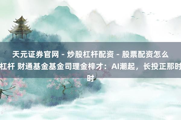 天元证券官网 - 炒股杠杆配资 - 股票配资怎么杠杆 财通基金基金司理金梓才：AI潮起，长投正那时