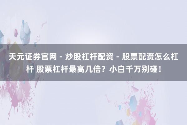 天元证券官网 - 炒股杠杆配资 - 股票配资怎么杠杆 股票杠杆最高几倍？小白千万别碰！