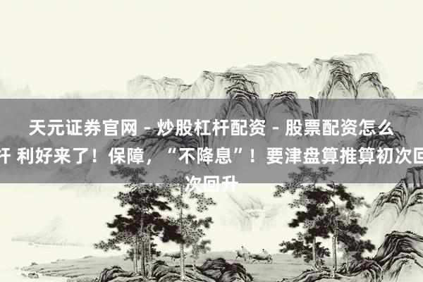 天元证券官网 - 炒股杠杆配资 - 股票配资怎么杠杆 利好来了！保障，“不降息”！要津盘算推算初次回升
