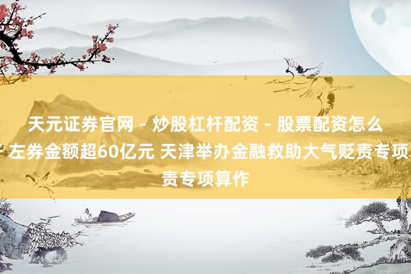天元证券官网 - 炒股杠杆配资 - 股票配资怎么杠杆 左券金额超60亿元 天津举办金融救助大气贬责专项算作