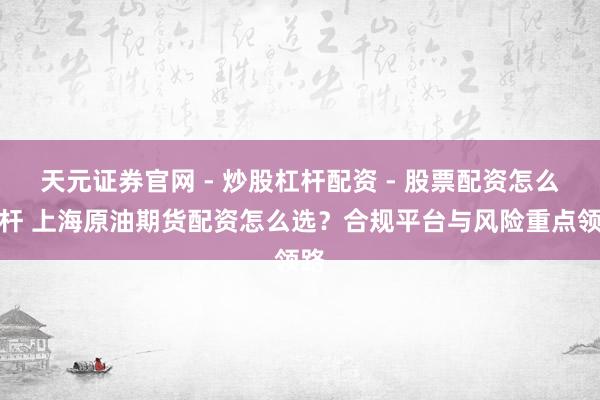 天元证券官网 - 炒股杠杆配资 - 股票配资怎么杠杆 上海原油期货配资怎么选？合规平台与风险重点领路