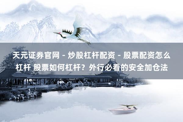 天元证券官网 - 炒股杠杆配资 - 股票配资怎么杠杆 股票如何杠杆？外行必看的安全加仓法