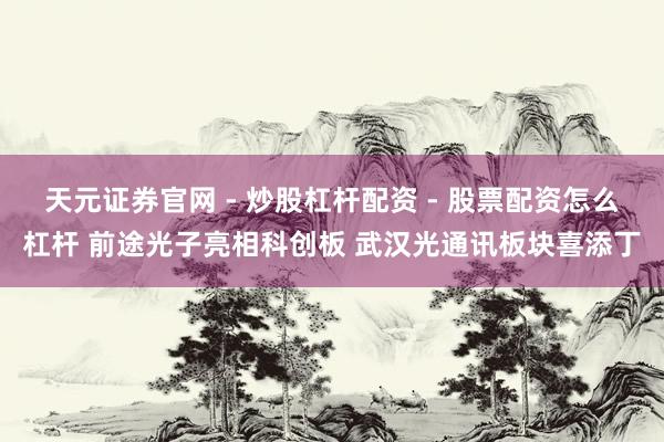 天元证券官网 - 炒股杠杆配资 - 股票配资怎么杠杆 前途光子亮相科创板 武汉光通讯板块喜添丁