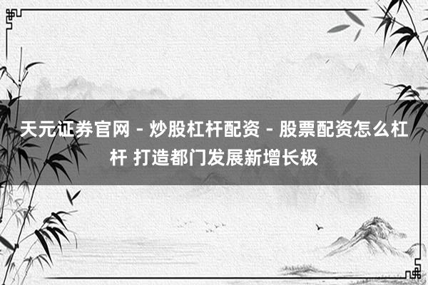 天元证券官网 - 炒股杠杆配资 - 股票配资怎么杠杆 打造都门发展新增长极